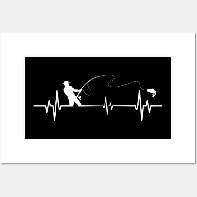 Fishing Heartbeat - Cool Funny Fishing lovers Gift Wall Art by DnB